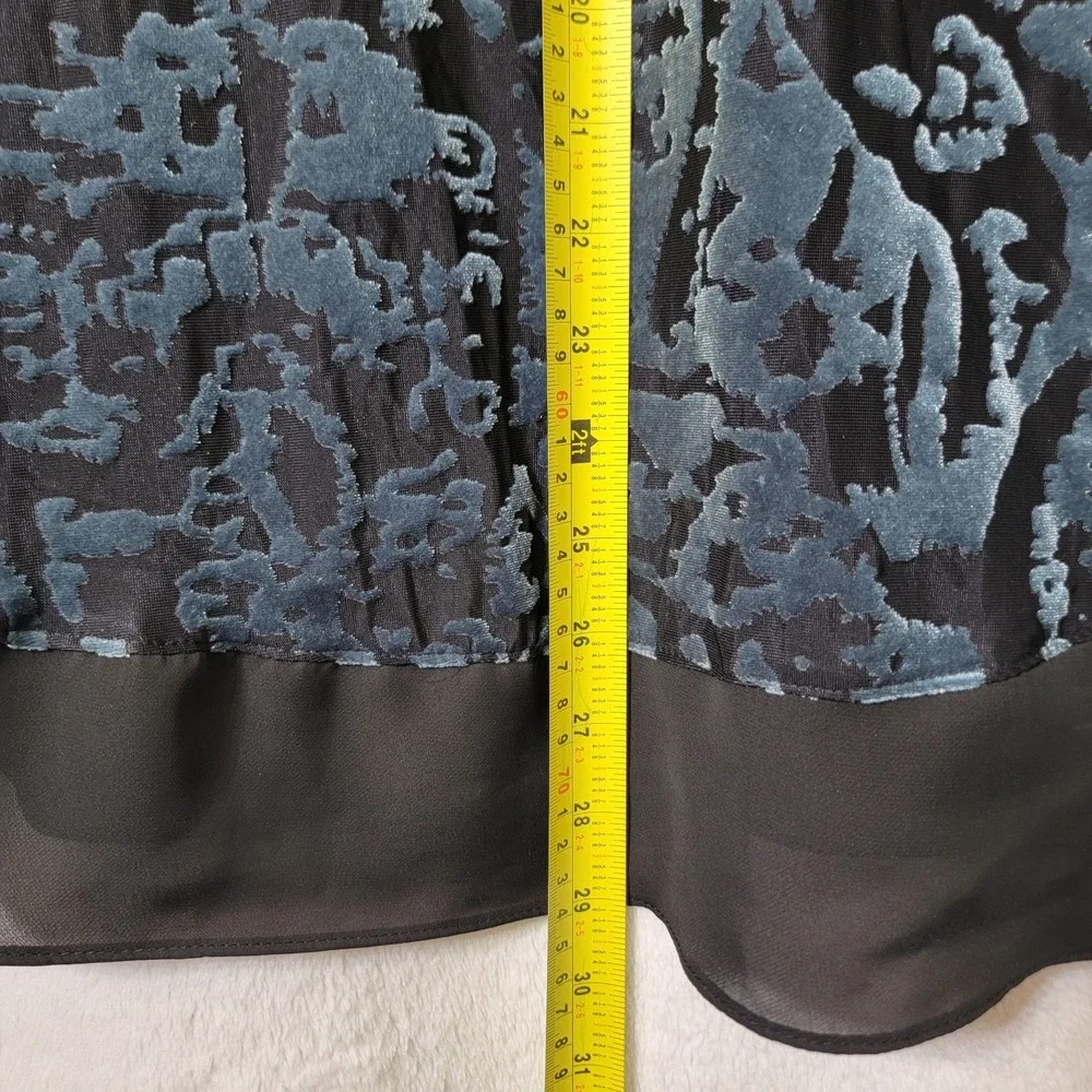 Simply Vera Vera Wang Velvet Burnout Top XLG‎ Fairy Grunge Whimsigoth Teal Black